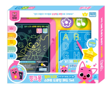 컬러 LCD 스마트 드로잉 패드 세트 - 핑크퐁